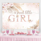 A Süss Wenig Mädchen Blumenrosa Babydusche Hintergrund